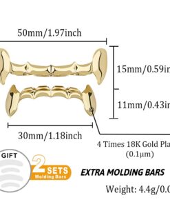 TOPGRILLZ Vampire Teeth Grillz Teeth Gold Grills for Your Teeth Hip Hop Half Fang Slug Grillz for Men Women 18K Gold Plated Gold Jewlry Rapper Costume 8 61Y3La 3mUL