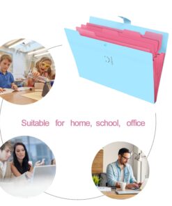 SKYDUE Expanding File Folder 5 Pockets ,Letter A4 Paper Accordion Document Organizer (Blue) 1 Blue 14 61Y4q05SGL