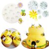 JeVenis Set of 5 Bumble Bee Cake Decoration Bumble Bee Fondant Mold Bee Mold Daisy Flower Mold Sugar craft Cupcake Cake Projects for What Will It Bee Baby Shower Gender Reveal Party Decorations