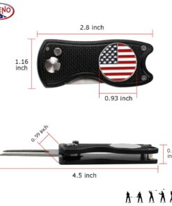 kaveno Golf Divot Tool, Foldable Stainless Steel Switchblade with USA Golf Ball Marker Black 10 61Y4zKyNAoL