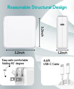 Mac Book Pro Charger - 96W USB C Charger Fast Charger for USB C Port MacBook pro & MacBook Air, ipad Pro, Samsung Galaxy and All USB C Device, 6.6 ft USB C to USB C Cable Included White-96W 29 61Y5DTiTM2L 1