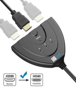 fittek hdmi Pigtail Switch - HDMI Splitter 3 in 1 Out with High Speed Pigtail Cable, 3 Ports Auto Switcher Hub to Expand Your HDMI Capacity, Supports 3D 1080, 3.2 x 2.4 x 0.6 18 61Y7SNk9nUL