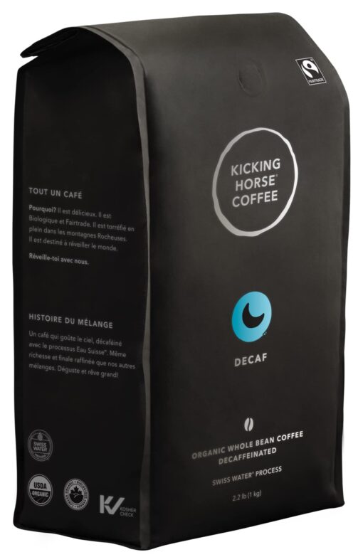 Kicking Horse Coffee, Decaf, Swiss Water Process, Dark Roast, Whole Bean, 2.2 Pound - Certified Organic, Fairtrade, Kosher Coffee, 35.2 Ounce, Decaf - Dark Roast 2.2 Pound (Pack of 1)