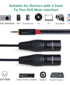 NANYI XLR 3.5mm Male Splitter Cables, TRS Stereo Male to Two XLR Male Interconnect Audio Microphone Cable, Y Splitter Adapter Cable 1.5M (5FT) 3.5mm To 2XLR Male-5FT 12 61YAYaZI0XL