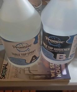 Epoxy Resin Promise Table Top 2-Part- 2 Gallon High Gloss (1 Gal Resin + 1 Gal Hardener) Transform Your DIY Projects with Crystal Clear Finish - Ideal for Bar Tables, Tabletops, Countertops & More 64 61YBp9qIDL