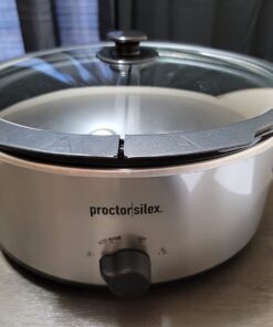 Proctor Silex Double Dish Slow Cooker with 6qt Crock and Dual 2.5qt Nonstick Insert to Cook Two Meals at Once, Dishwasher Safe Pot & Lid, Silver (33563) 48 61YCnu7i9LL