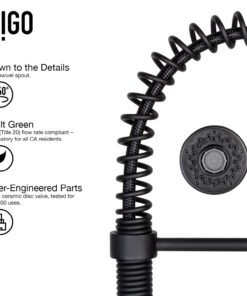 VIGO VG02001MB 19" H Edison Single-Handle with Pull-Down Sprayer Kitchen Faucet in Matte Black 31 61YDO4LS WL