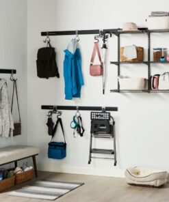 Rubbermaid FastTrack Wall Mounted Storage and Organization System Rail for Home and Garage, Horizontal 48", Holds up to 1,750 pounds, Black, Perfect for Yard Tools/Sports Equipment/Ladders 48" Rail 39 61YFMAkvAXL