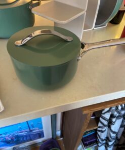 Caraway Nonstick Ceramic Cookware Set (12 Piece) Pots, Pans, Lids and Kitchen Storage - Non Toxic, PTFE & PFOA Free - Oven Safe & Compatible with All Stovetops (Gas, Electric & Induction) - Sage 61 61YI6wptUDL