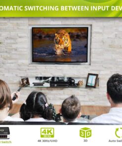 Kinivo HDMI Switch 4K HDR 501BN (5 in 1 out, 4K 60Hz HDR, HDMI 2.0, High Speed 18Gbps, IR Remote, HDCP) - Compatible with Roku, PS5, Xbox, Apple TV, Nintendo Switch, Cable Box 5-PORT 24 61YLQxdRatL