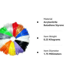 3D Pen Filament Refills - 1.75mm ABS Printer Refill Pack - 240 Linear Feet in 20 Foot Lengths Per Color - 80 Stencil E-Book & Bonus Glow in The Dark Color Included by 3D Artist Supply 15 61YLiOCuGHL