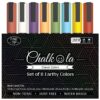 Fine Tip Chalkboard Chalk Markers (8 Pack 3mm) Classic Earth Color Ink - Erasable Dry Erase Marker Pens for Blackboards, Bistro, Window | 3mm Reversible Bullet & Chisel Point 3mm Fine Tip - Earth / Classic