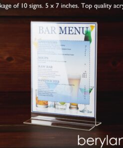 Beryland Acrylic Sign Holder - 5 x 7 inches - Side Insert, 10-Pack of Sign Holders (Box of 10) 12 61YOhsJUzmL
