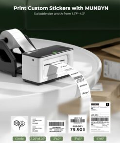 MUNBYN P941 4x6 Thermal Shipping Label Printer, USB, Monochrome, Compatible with Windows, macOS, ChromeOS 16 61YP2ELP8L