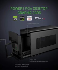 Razer Core X Chroma Aluminum External GPU Enclosure (eGPU): Compatible with Windows & MacOS Thunderbolt 3 Laptops, NVIDIA/AMD PCIe Support, 700W PSU, 4X USB 3.1, 1x Gbit Ethernet, Chroma RGB, Black Classic Black eGPU 28 61YQ0mVGYqL 1