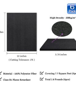 Alternative view of BXI Sound Absorber - 16 X 12 X 3/8 Inches 6 Pack High Density Acoustic Absorption Panel, Sound Absorbing Panels Reduce Echo Reverb, Tackable Acoustic Panels for Wall and Ceiling Acoustic Treatment 16'' X 12'' X 3/8'', 6 Pcs Matte Black