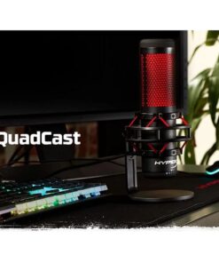 HyperX QuadCast - USB Condenser Gaming Microphone, for PC, PS4, PS5 and Mac, Anti-Vibration Shock Mount, Four Polar Patterns, Pop Filter, Gain Control, Podcasts, Twitch, YouTube, Discord, Red LED Red Lighting 16 61YQHd9AQ3S