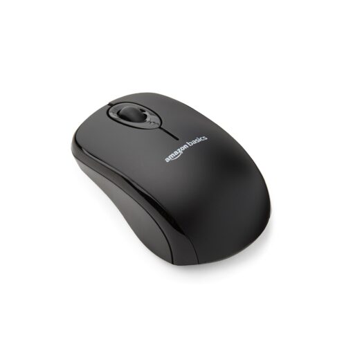 Amazon Basics 2.4 Ghz Wireless Optical Computer Mouse with USB Nano Receiver, Black 1-Pack