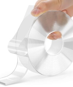 CREGEAR Double Sided Tape Heavy Duty, 1.18" x 16.5 FT Extra Large Nano Adhesive Tape, Clear Mounting Tape Strong Adhesive Strips, Multipurpose Wall Hanging Tape Sticky Carpet Photo Frame Poster 16.5FT 1Pack 31 61YQf2FJUL