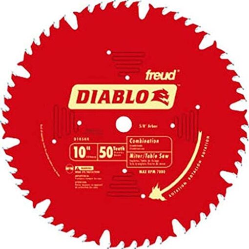 Diablo by Freud "Freud D1050X Diablo 10"" 50-tooth ATB Combo Saw Blade w/5/8"" Arbor&PermaShield" Carbide