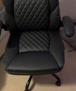 BestEra Office Chair, Executive Leather Chair Home Office Desk Chairs, Ergonomic Computer Desk Chair with Adjustable Flip-Up Arms, Lumber Support Swivel Task Chair with Rocking Function (Black) Black 41 61YVRpiTL