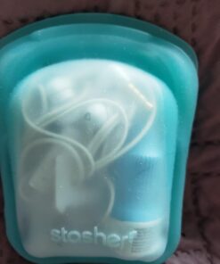 Stasher Reusable Silicone Storage Bag, Food Storage Container, Microwave and Dishwasher Safe, Leak-free, Pocket 2-Pack, Clear + Aqua 2 Pack 53 61YVaLwnQIL