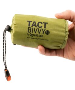 Alternative view of Survival Frog Tact Bivvy 2.0 Emergency Sleeping Bag w/Stuff Sack, Carabiner, Survival Whistle, ParaTinder - Compact, Lightweight, Waterproof, Reusable, Thermal Bivy Sack Cover, Shelter Kit New 2.0 Tactical Green