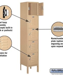 Salsbury Industries 65152TN-U Five Tier Box Style 12-Inch Wide 5-Feet High 12-Inch Deep Unassembled Standard Metal Locker, Tan Brown 9 61YYHOtakaL