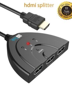 fittek hdmi Pigtail Switch - HDMI Splitter 3 in 1 Out with High Speed Pigtail Cable, 3 Ports Auto Switcher Hub to Expand Your HDMI Capacity, Supports 3D 1080, 3.2 x 2.4 x 0.6 17 61YcMu6f9RL