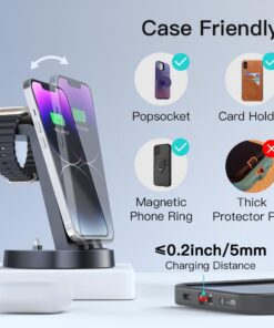 Charging Station for Multiple Devices,3 in 1 Fast Charging Station Dock for iPhone Series 14 Pro Max/13/12/11/X/8 Plus,for Airpods,DUMTERR Desk Wireless Charger for Apple Watch 8/Ultra/7/6/SE/5/4/3/2 black 25 61YhM2Q56L