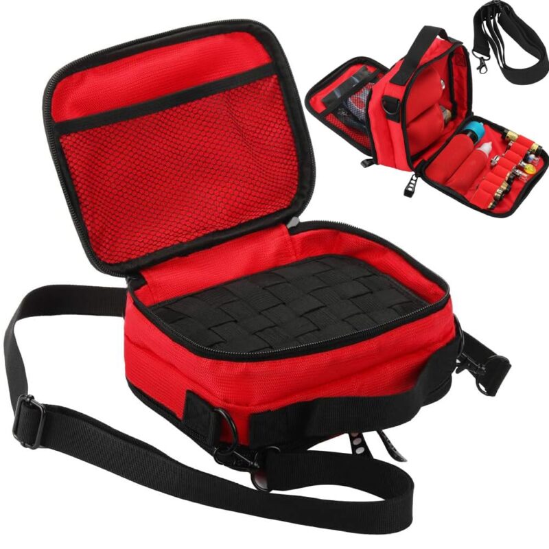 Catalog 8 Empty Multi-Functional Carrying case with Non Slip Elastic Bands for Storing RDA RTA Tank and Mod Batteries and Coil Tools and Liquid Bottles(Red) Red