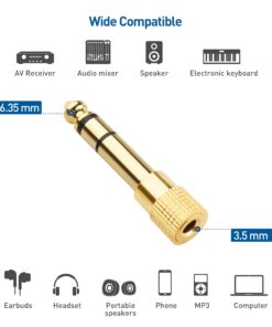 Cable Matters 5-Pack 1/4 to 1/8 Headphone Adapter, 6.35mm to 3.5mm Adapter Male to Female, Gold Plated Stereo Headphone 3.5mm to 1/4 Adapter 19 61YkXlVnlgL