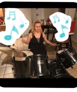 Gammon Percussion Full Size Complete Adult 5 Piece Drum Set with Cymbals Stands Stool and Sticks, Black 31 61YlRYTWv L