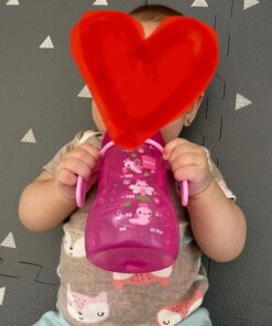 MAM Plastic Trainer Cup (1 Count), 8 oz. Trainer Drinking Cup with Extra-Soft Spout, Spill-Free Nipple, and Non-Slip Handles, for Girls 4+ Months, Designs May Vary Pink 31 61YmDiZ3PAL