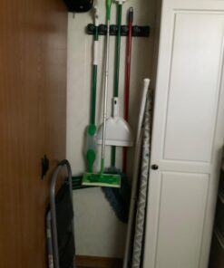 Berry Ave Broom Holder & Wall Mount Garden Tool Organizer - Home Laundry Room, Kitchen, Closet, Shed, Garage Organization and Storage Utility Rack - 5 Slots & 6 Hooks -Rake, Shovel, Mop Hanger (Black) 1 Pack Black 32 61YmUP4uhpL 1