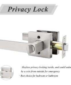 Probrico Square Satin Nickel Bedroom and Bathroom Privacy Door Levers Lockset Keyless Door Locks Handles, Pack of 10 10 Pack Brushed Nickel 15 61YrWEX8qWL