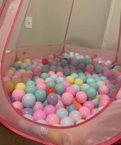 Amazon Basics BPA Free Crush-Proof Plastic Pit Ball with Storage Bag, Toddlers Kids 12+ Months, Pack of 400 Balls, 6 Pastel Colors 41 61YrnMRV6cL