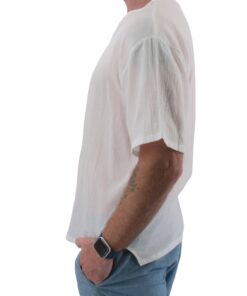 Alternative view of Love Quality Men's Short Sleeve Shirt 100% Cotton Hippie Yoga Shirt Medium White
