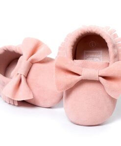 LIVEBOX Infant Baby Girls and Boys Premium Soft Sole Moccasins Tassels Prewalker Anti-Slip Toddler Shoes S: 0~6 months Bow- Princess Pink 14 61Ysn8xEdkL