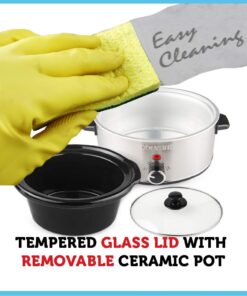 Courant Oval Slow Cooker Crock, with Easy Options 3.5 Quart Dishwasher Safe Pot, Stainless Steel Oval Slow Cooker with 3.5 Quart Crock 15 61YsrZA6EqL