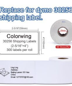 COLORWING a30256 Label Replace for 2-5/16" x 4" Dymo 30256 LW Large Shipping Labels 59 mm x 102 mm, White, Compatible with Dymo Label Writer 450 Twin Turbo and Rollo Printers, 12 Rolls 9 61YtCZZOcIL