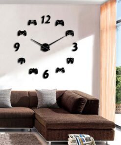Alternative view of The Geeky Days Video Game Controllers DIY Large Gamer Wall Clock Game Room Decor Modern Design Freamless Giant Wall Clock Game Boys Room Wall Watch (Black) Black