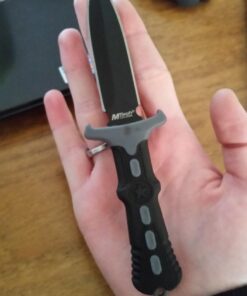 MTech USA – Fixed Blade Knife – Neck Knife - Black Blade, Black and Grey Nylon Fiber Handle, Includes Nylon Fiber Sheath w/ Ball Chain - Hunting, Camping, Survival, Tactical – MT-20-14GY,Black/Grey Black/Grey 32 61Z21tq0J L