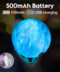 Alternative view of BRIGHTWORLD Moon Lamp Galaxy Lamp 5.9 inch 16 Colors LED 3D Moon Light, Remote & Touch Control Moon Night Light Gifts for Girls Boys Kids Women Birthday Wooden Base