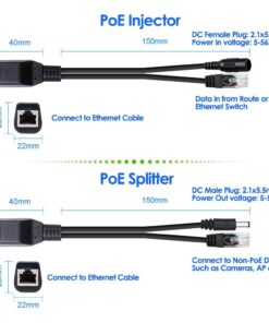 iCreatin Passive PoE Injector and PoE Splitter Kit with 5.5x2.1 mm DC Connector 1 Pair 14 61Z2cyTEAjL
