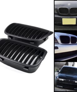 Alternative view of 2x Euro Front Center Kidney Grille Grill For 97-03 BMW E39 5-Series 520 523 525 528 530 535 540 M5 4DR 4 Door (Matte Black)