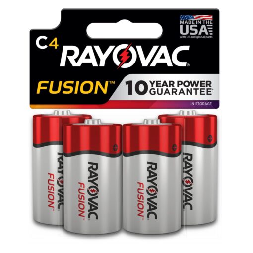 Rayovac C Batteries, Fusion Premium C Cell Batteries Alkaline, 4 Count 4 Count (Pack of 1)