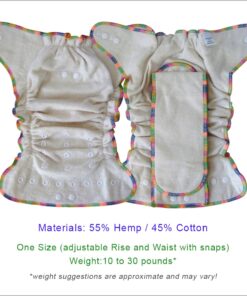 Overnight Hemp Fitted Cloth Diaper: Adjustable One-Size with Snap Buttons and 2 Cotton Hemp Inserts, Unisex Baby (1-Pack) 8 61Z4sYZUQzL
