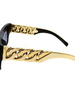 High Fashion Metal Chain Arm Flat Top Aviator Sunglasses (Shiny Black Gold) 20 61Z5jpWwhPL
