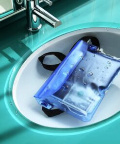 Crenova Waterproof Pouch IP68 Beach Accessories Fanny Pack with Waist Strap Dry Bag with Adjustable Belt Beach Essentials Accessories to Keep Your Valuables Safe and Dry Perfect for Beach Snorkeling Kayaking Pool Water Park (Blue & Black) Blue & Black 27 61Z6Px34duL